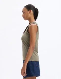 Celio Débardeur coton biologique - kaki^Femme Les Essentiels Aux Meilleurs Prix|T-Shirts & Tops