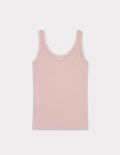 Celio Débardeur côtelé à dentelle - rose^Femme T-Shirts & Tops