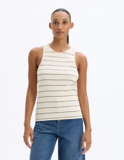 Celio Débardeur côtelé à rayures - kaki^Femme T-Shirts & Tops