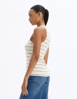 Celio Débardeur côtelé à rayures - kaki^Femme T-Shirts & Tops