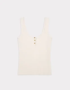 Celio Débardeur côtelé court - beige^Femme Les Essentiels Aux Meilleurs Prix|T-Shirts & Tops