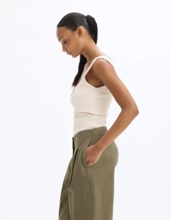 Celio Débardeur côtelé court - beige^Femme Les Essentiels Aux Meilleurs Prix|T-Shirts & Tops