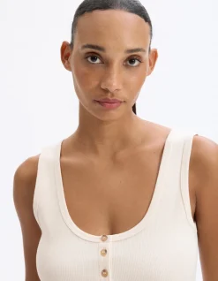 Celio Débardeur côtelé court - beige^Femme Les Essentiels Aux Meilleurs Prix|T-Shirts & Tops
