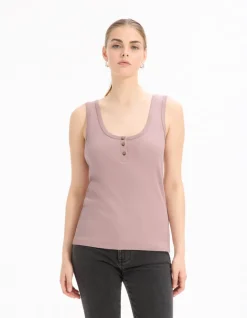Celio Débardeur côtelé court - violet^Femme T-Shirts & Tops