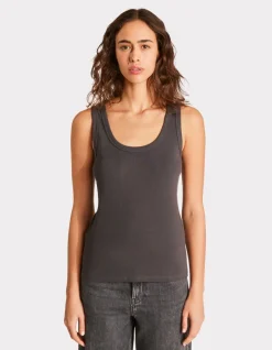 Celio Débardeur côtelé en coton stretch - gris^Femme Les Essentiels Aux Meilleurs Prix|T-Shirts & Tops