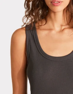 Celio Débardeur côtelé en coton stretch - gris^Femme Les Essentiels Aux Meilleurs Prix|T-Shirts & Tops