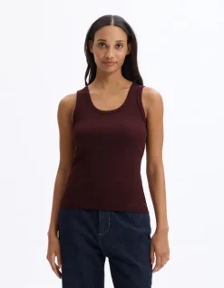 Celio Débardeur côtelé uni - marron^Femme Les Essentiels Aux Meilleurs Prix|T-Shirts & Tops