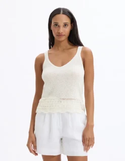 Celio Débardeur en maille crochet - écru^Femme Pulls|T-Shirts & Tops