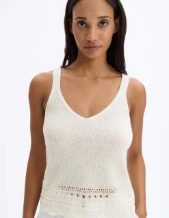 Celio Débardeur en maille crochet - écru^Femme Pulls|T-Shirts & Tops