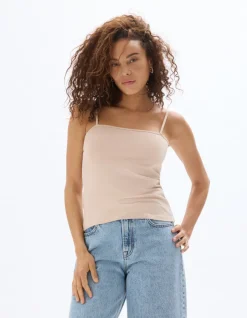 Celio Débardeur fines bretelles - beige^Femme T-Shirts & Tops