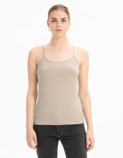 Celio Débardeur uni à fines bretelles - beige^Femme T-Shirts & Tops