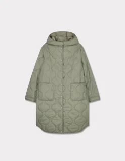 Celio Doudoune légère longue à capuche - vert^Femme Doudounes|Manteaux