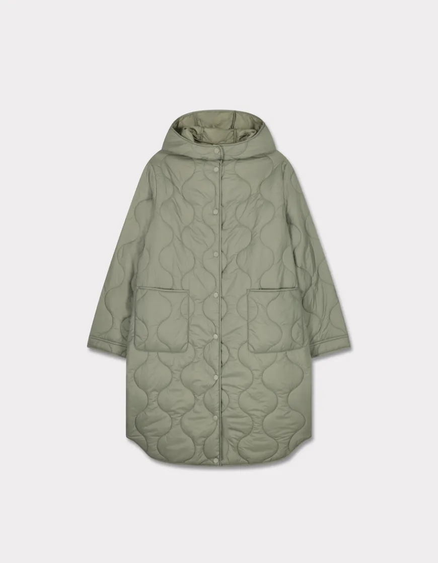 Celio Doudoune légère longue à capuche - vert^Femme Doudounes|Manteaux
