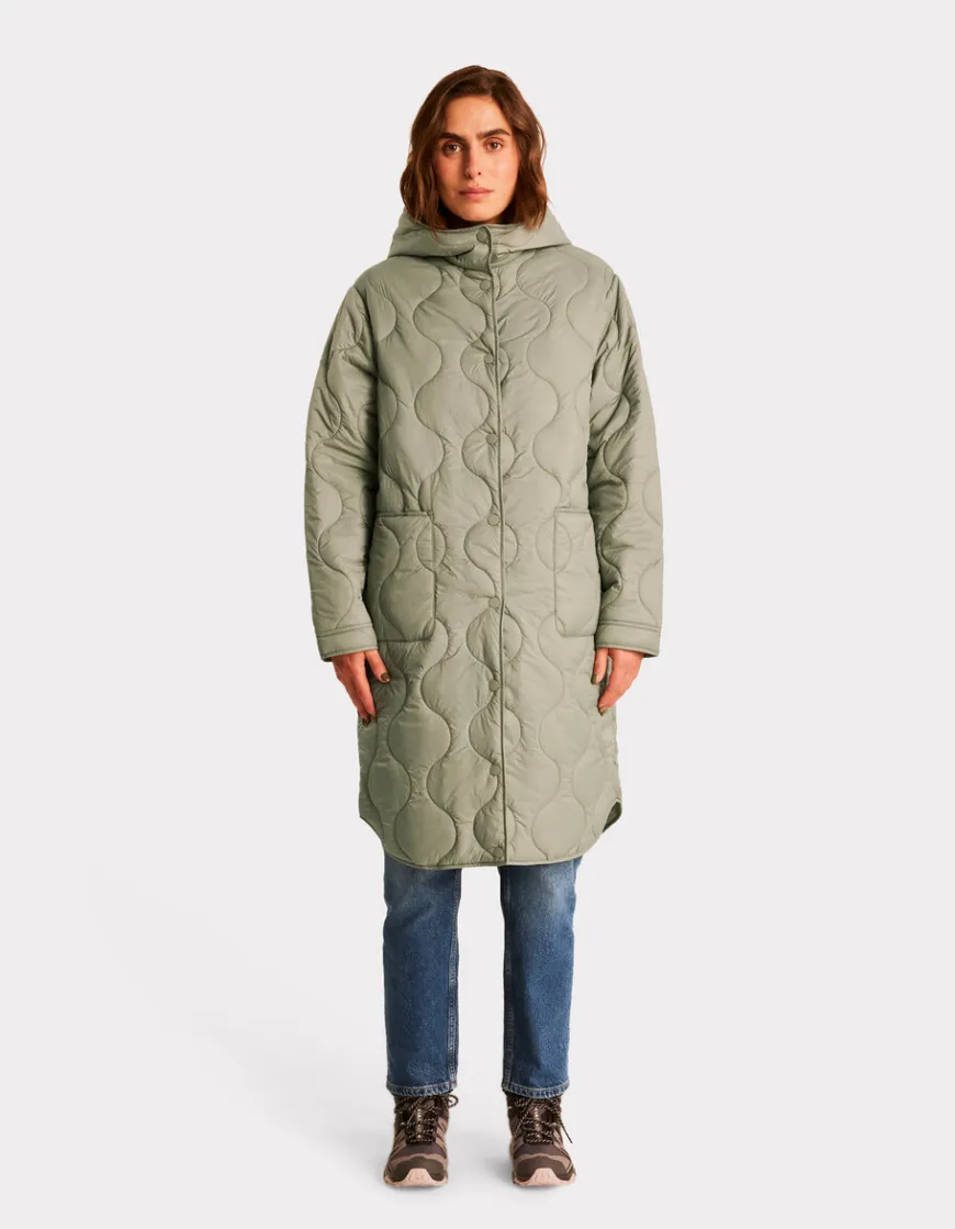 Celio Doudoune légère longue à capuche - vert^Femme Doudounes|Manteaux