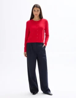 Celio Gilet 100% laine mérinos à col rond - rouge^Femme Gilets & Cardigans|Pulls