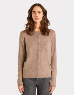 Celio Gilet 100% laine mérinos à col rond - taupe^Femme Les Meilleures Ventes|Gilets & Cardigans