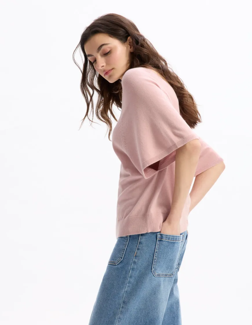 Celio Gilet ample en maille fine - rose grisé^Femme Gilets & Cardigans|Pulls