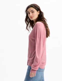 Celio Gilet boutonné en maille fine - rose^Femme Les Essentiels Aux Meilleurs Prix|Gilets & Cardigans