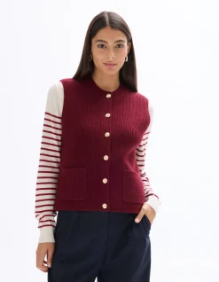 Celio Gilet boutonné sans manches - rouge^Femme Gilets & Cardigans