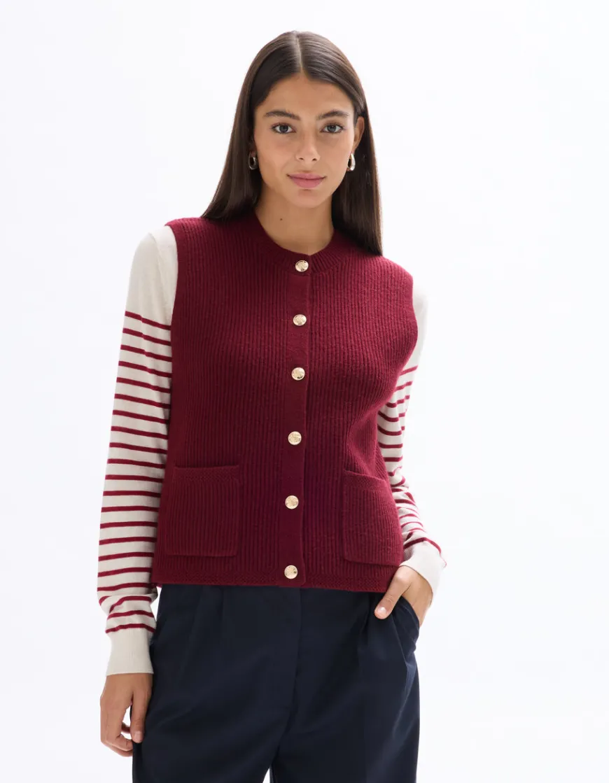 Celio Gilet boutonné sans manches - rouge^Femme Gilets & Cardigans