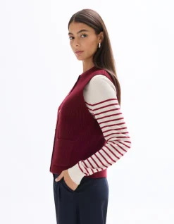 Celio Gilet boutonné sans manches - rouge^Femme Gilets & Cardigans