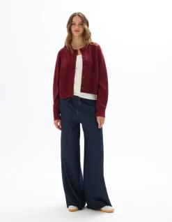 Celio Gilet court en maille unie - rouge^Femme Gilets & Cardigans