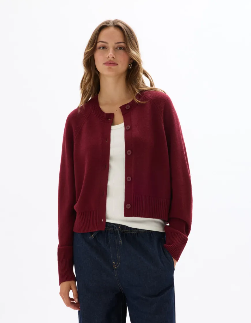 Celio Gilet court en maille unie - rouge^Femme Gilets & Cardigans