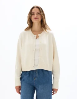 Celio Gilet court en maille unie - écru^Femme Gilets & Cardigans