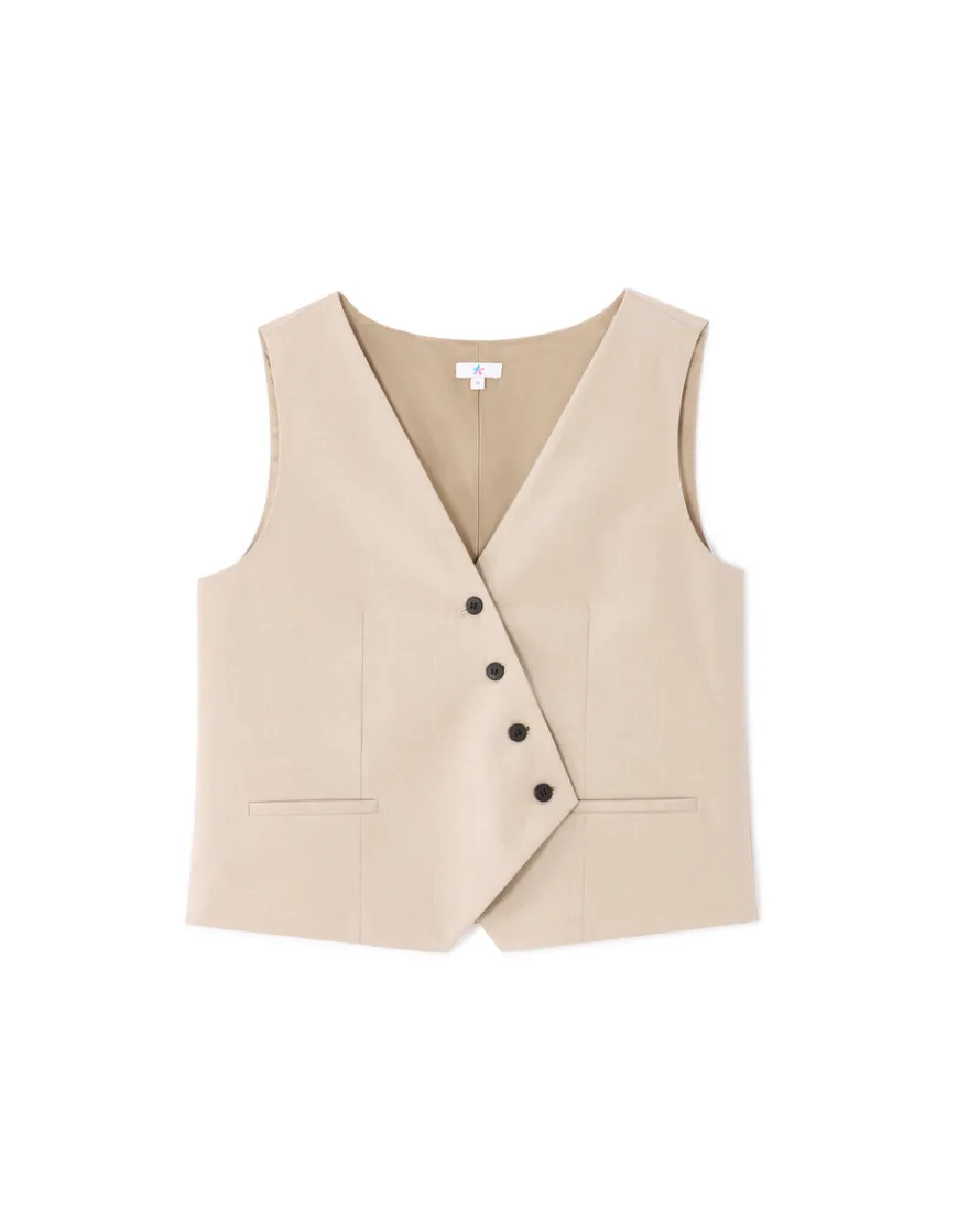 Celio Gilet de costume sans manches - beige^Femme Les Tailleurs|Gilets & Cardigans