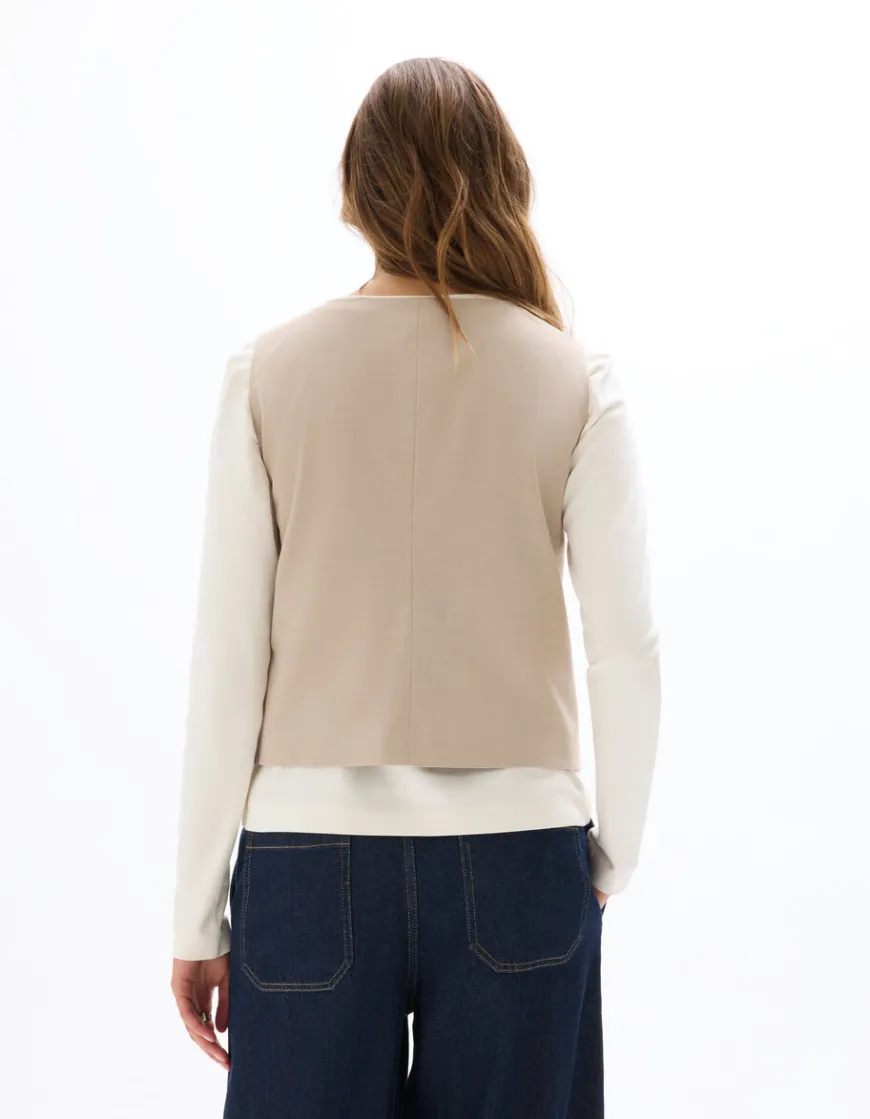 Celio Gilet de costume sans manches - beige^Femme Les Tailleurs|Gilets & Cardigans