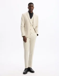 Celio Gilet de costume slim 100% lin -^Homme Sélection Lin|Gilets De Costumes