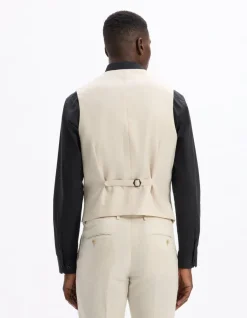 Celio Gilet de costume slim 100% lin -^Homme Sélection Lin|Gilets De Costumes