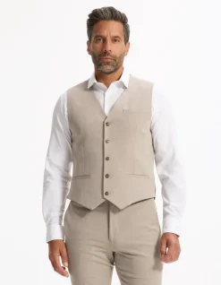Celio Gilet de costume slim stretch - beige^Homme Cérémonie|Gilets De Costumes