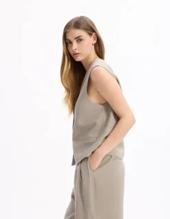 Celio Gilet de tailleur sans manches - beige^Femme Les Tailleurs|Gilets & Cardigans