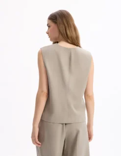Celio Gilet de tailleur sans manches - beige^Femme Les Tailleurs|Gilets & Cardigans