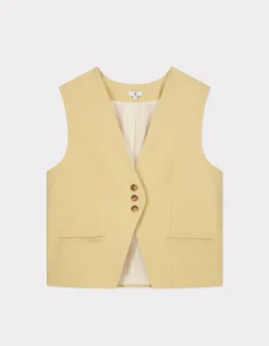 Celio Gilet de tailleur sans manches - jaune^Femme Les Tailleurs|Gilets & Cardigans