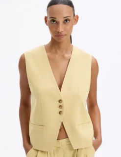 Celio Gilet de tailleur sans manches - jaune^Femme Les Tailleurs|Gilets & Cardigans