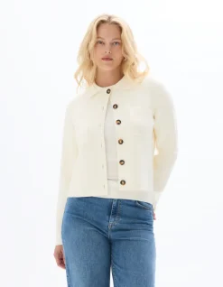 Celio Gilet en maille compacte - écru^Femme Les Essentiels Aux Meilleurs Prix|Gilets & Cardigans