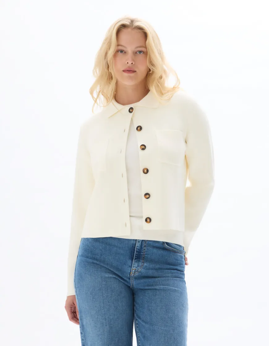 Celio Gilet en maille compacte - écru^Femme Les Essentiels Aux Meilleurs Prix|Gilets & Cardigans