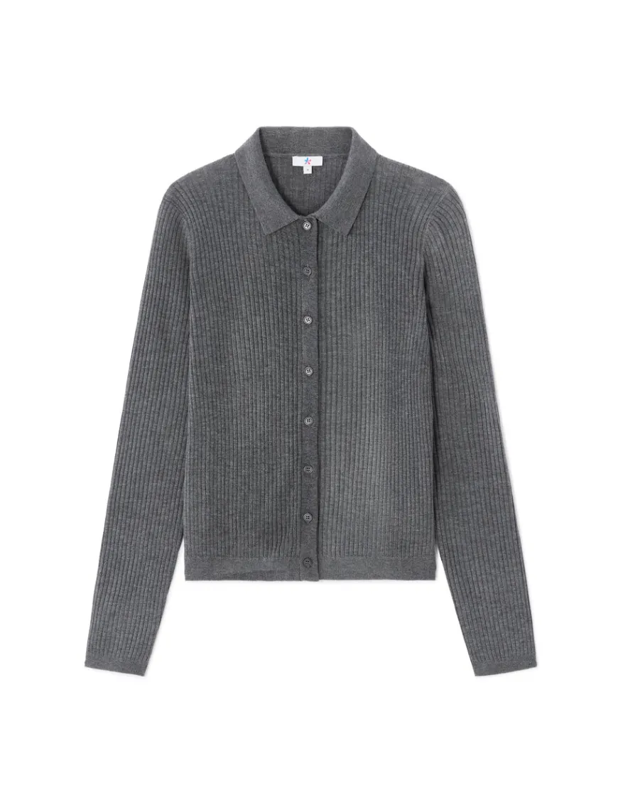 Celio Gilet en maille côtelée - gris^Femme Gilets & Cardigans