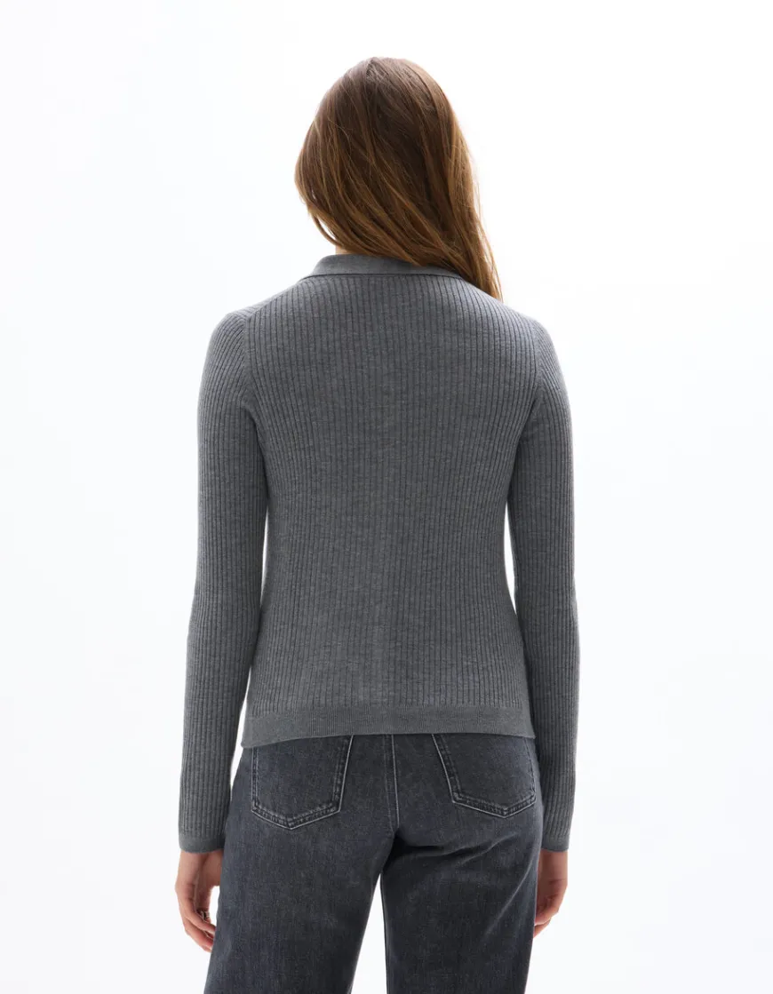 Celio Gilet en maille côtelée - gris^Femme Gilets & Cardigans