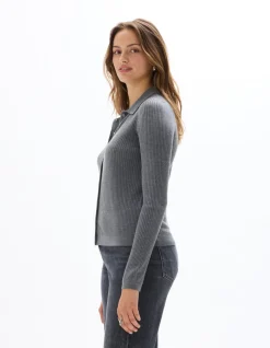 Celio Gilet en maille côtelée - gris^Femme Gilets & Cardigans