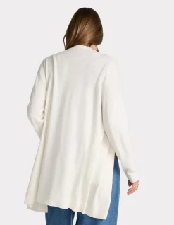 Celio Gilet long en maille fine - écru^Femme Les Essentiels Aux Meilleurs Prix|Gilets & Cardigans