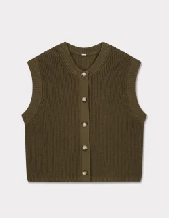 Celio Gilet sans manches boutonné - kaki^Femme Gilets & Cardigans|Pulls