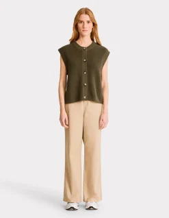 Celio Gilet sans manches boutonné - kaki^Femme Gilets & Cardigans|Pulls