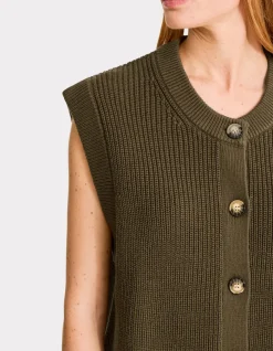 Celio Gilet sans manches boutonné - kaki^Femme Gilets & Cardigans|Pulls