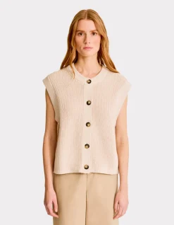 Celio Gilet sans manches boutonné - beige^Femme Gilets & Cardigans