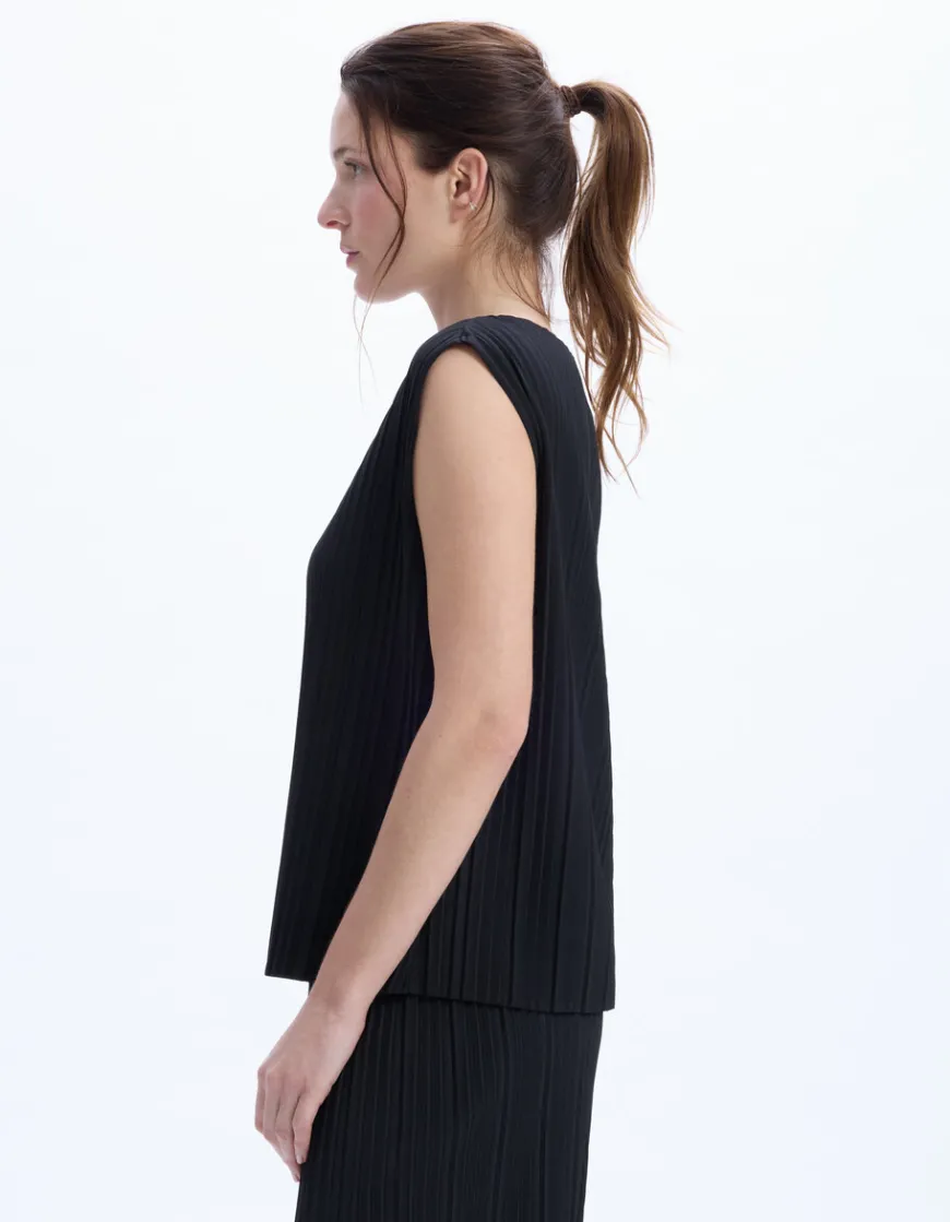 Celio Haut ensemble maille plissée -^Femme Les Essentiels Aux Meilleurs Prix|Les Ensembles