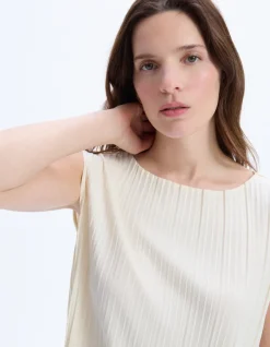 Celio Haut ensemble maille plissée - beige^Femme T-Shirts & Tops|Les Ensembles