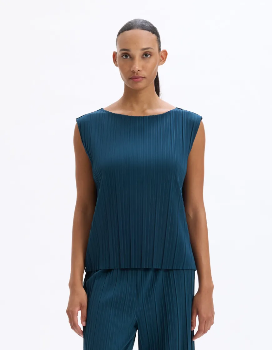 Celio Haut ensemble maille plissée - bleu^Femme T-Shirts & Tops|Les Ensembles